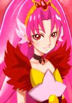  akagi_towa amawa_kazuhiro choker commentary_request cure_scarlet earrings go!_princess_precure highres jewelry pink_hair pointy_ears precure quad_tails solo 