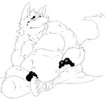  belly canine chubby clothed clothing fox gingitsune gintaro half-dressed male mammal muscles overweight sitting sketch tongue tongue_out topless unknown_artist 
