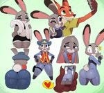  2015 anthro big_butt butt canine character_from_animated_feature_film clothing disney duo female fox fur green_eyes hi_res judy_hopps lagomorph male mammal necktie nick_wilde pants plain_background purple_eyes rabbit selfie shirt smile sssonic2 white_background zootopia 