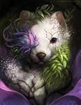  ambiguous_gender flower fur looking_at_viewer plant rhyu solo unknown_species white_fur 