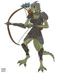  archer armor arrow bow bracers cheren cleavage clothed clothing female flash_gordon_(copyright) helmet lizard lizard_woman_(species) reptile scale_mail scalie scar straps swift_(artist) the_new_adventures_of_flash_gordon tunic 