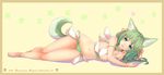  animal_ears bikini blue_eyes green_hair kawagoe_pochi long_hair lying ragnarok_online solo swimsuit tail 