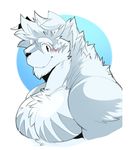 blue_eyes blush canine clothed clothing dog fur half-dressed invalid_color invalid_tag joey kokuhane mammal muscles smile topless wolf 