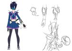  1girl ass black_hair chains concept_art female genderswap gloves highres mask ninja personification ryuusei_(mark_ii) school_uniform shoes short_hair simple_background skirt soundwave thighhighs transformers transformers_prime weapon 