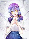  iso1206 long_hair low_twintails original purple_hair sketch solo twintails yellow_eyes 