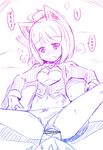  1boy 1girl akihara_nakuru anal cat_ears censored cleavage_cutout monochrome panties panties_aside ribbon short_hair stomach_bulge underwear 
