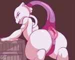  ambiguous_gender anus digital_media_(artwork) featureless_crotch glitter_trap_boy leaning leaning_forward looking_at_viewer looking_back mewtwo naughty_face nintendo pok&eacute;mon presenting presenting_anus puffy_anus raised_tail rear_view signature solo standing video_games 