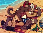  anthro balls beach blush canine clothing dog duo fur german_shepherd hair higsby hyena kissing male male/male mammal nude open_mouth paws penis pinned playful pounce seaside sex smile speedo striped_hyena swimming_trunks swimsuit tongue tongue_out 