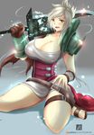  breasts gradient gradient_background huge_breasts league_of_legends riven riven_(league_of_legends) solo sword torahimemax 