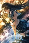  black_hair dutch_angle long_hair original rain revision school_uniform serafuku solo transparent transparent_umbrella umbrella yasuno_(airy_light) 