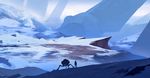  bad_pixiv_id commentary day field highres landscape original robot scenery science_fiction silhouette sketch sky snatti snow 