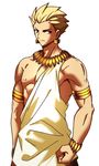  blonde_hair fate/stay_night fate_(series) gilgamesh hair_slicked_back jewelry male_focus necklace red_eyes sen_(77nuvola) solo toga 