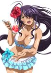  1girl bikini blue_eyes bra breasts female ikkitousen ikkitousen:_bakunyuu_souhaden kan&#039;u_unchou kan'u_unchou large_breasts long_hair official_art panties purple_hair simple_background smile solo standing swimsuit underwear 