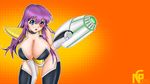  armor breasts dragon_ball dragonball_z halftone halftone_background huge_breasts novagraph solo 