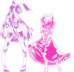  animal_ears bad_id bad_pixiv_id barefoot blazer bunny_ears bunny_tail inaba_tewi jacket long_hair multiple_girls multiple_monochrome pink purple r0g0b0 reisen_udongein_inaba short_hair tail touhou 