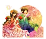  1girl axis_powers_hetalia bad_id bad_pixiv_id changpao child chinese_clothes couple flower hair_flower hair_ornament hana_(yui) hetero if_they_mated japan_(hetalia) japanese_clothes long_hair oriental_umbrella taiwan_(hetalia) tea umbrella 