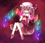  akai_(akanan) bad_id bad_pixiv_id blood brown_hair dress flandre_scarlet hat highres purple_background rainbow_order red_dress solo touhou wings 