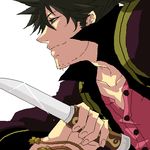  bad_id bad_pixiv_id black_hair dagger facial_hair green_eyes lowres male_focus oekaki oyashi_(sugarkid) ponytail raven_(tales) smile solo stubble tales_of_(series) tales_of_vesperia weapon 