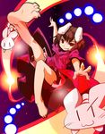  :3 aki_(akikaze_asparagus) animal_ears bad_feet barefoot brown_hair bunny bunny_ears feet hands highres inaba_tewi red_eyes short_hair solo touhou 