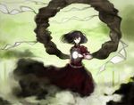  amagaya_(rat-tat-tat) bad_id bad_pixiv_id one_eye_closed solo touhou wind yasaka_kanako 