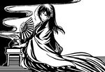  ahoge axis_powers_hetalia changpao chinese_clothes esterious fan flower greyscale hair_flower hair_ornament incense long_hair long_sleeves md5_mismatch monochrome solo taiwan_(hetalia) wide_sleeves 