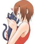  brown_hair cat kurota lowres meiko nail_polish red_nails short_hair simple_background smile solo vocaloid 