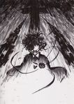  brush_(medium) chain cross hair_over_one_eye highres komeiji_satori let monochrome solo touhou traditional_media 