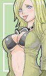  555 :p blonde_hair blue_eyes bra breasts eva_(mgs) goggles goggles_around_neck jumpsuit large_breasts lingerie lowres metal_gear_(series) metal_gear_solid metal_gear_solid_3 navel one_eye_closed open_clothes open_shirt shirt smile solo tongue tongue_out underwear 