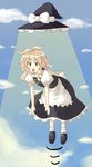  abduction blonde_hair floating hat hat_removed headwear_removed kirisame_marisa masara parody solo surprised touhou ufo witch_hat 