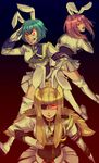  animal_ears bunny_ears chiester00 chiester410 chiester45 chiester_sisters eyepatch highres leotard multiple_girls red_eyes saya6382 showgirl_skirt umineko_no_naku_koro_ni 