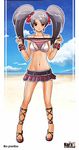  beach bikini_top day karanak miniskirt outdoors panties skirt sky smile solo twintails underwear 