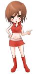  blush brown_eyes brown_hair chibi kurota lowres meiko red short_hair skirt solo vocaloid 