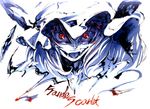  character_name crazy_eyes engrish evil_grin evil_smile face fangs flandre_scarlet grin hat imizu_(nitro_unknown) open_mouth ranguage red_eyes ringed_eyes smile solo teeth touhou 