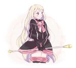  :t alternate_hairstyle blonde_hair blush boots bow dress earrings elise_(fire_emblem_if) fire_emblem fire_emblem_if flower hair_down jewelry long_hair pout purple_eyes rod rose solo thigh_boots thighhighs third very_long_hair zettai_ryouiki 