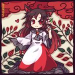  animal_ears brooch brown_hair heart imaizumi_kagerou jewelry long_hair lowres nail_polish pote_(ptkan) red_eyes red_nails solo touhou wide_sleeves wolf_ears 