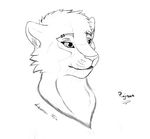  black_and_white feline female leona lion mammal monochrome piercing plejman portrait sketch whiskers 