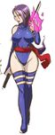  1girl breasts butcha-u eroquis female large_breasts leotard lowres marvel men psylocke purple_hair simple_background solo sword x x-men 