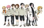  akita_toushirou atsushi_toushirou black_hair blonde_hair blue_eyes bob_cut brown_eyes brown_hair cape full_body glasses gokotai gokotai's_tigers grey_eyes hakata_toushirou hirano_toushirou labcoat legwear_under_shorts maeda_toushirou male_focus midare_toushirou miyuli multiple_boys open_mouth pantyhose parody pink_hair ponytail purple_eyes red-framed_eyewear shorts smile style_parody suspenders tiger tiger_cub touken_ranbu white_legwear white_tiger yagen_toushirou 