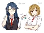  2girls ?? alternate_hair_length alternate_hairstyle bad_id bad_twitter_id breasts gekkan_shoujo_nozaki-kun hori_masayuki kashima_yuu korean long_hair medium_breasts mery_(apfl0515) multiple_boys multiple_girls school_uniform seo_yuzuki short_hair translated wakamatsu_hirotaka 