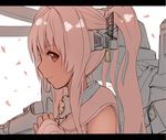  dyson_(edaokunnsaikouya) headgear kantai_collection letterboxed long_hair machinery petals pink_hair profile red_eyes smile solo upper_body yamato_(kantai_collection) 