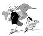  cape clothing duo eyes_closed female gloves human jasper male mammal monochrome steven_quartz_universe steven_universe towel 