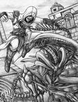  alien alien_(franchise) altair assassin blood fight stab xenomorph 