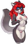  2015 anthro blue_eyes breasts canine female hair mammal navel navel_piercing nipples nude piercing pussy red_hair solo xenthyl 
