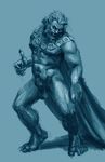  5_toes abs balls biceps big_muscles canine cape claws clothing collar digitigrade erection fangs fur human looking_at_viewer male mammal muscles nipples nude open_mouth pecs penis plain_background pose sketch solo standing teeth toes toned tragaz(da) transformation were werewolf wolfman 