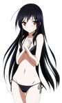  accel_world bikini black_bikini black_hair kuroyukihime long_hair navel red_eyes side-tie_bikini solo swimsuit transparent_background 