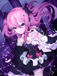  absurdres choker commentary dress fang happy highres hinata_(sky) krul_tepes long_hair nail_polish owari_no_seraph pink_eyes pink_hair pink_nails ribbon twintails 