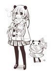  animal_ears coat miniskirt monochrome neptune_(series) non-web_source panda panda_ears pantyhose scarf shakeko_(choujigen_game_neptune) sketch skirt tsunako winter_clothes winter_coat 