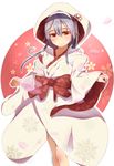  absurdres black_hair gin00 hair_ornament hairclip haruna_(kantai_collection) highres hood japanese_clothes kantai_collection kimono long_hair smile solo uchikake wide_sleeves 