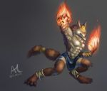  abs anthro biceps canine chest_tuft fur glowing glowing_eyes male mammal muscles pecs red_eyes solo tuft 阿狼 