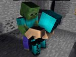  animated big_breasts blue_eyes blue_hair breasts clothed clothing female green_skin hair huge_breasts human intersex intersex/female male male/female mammal minecraft nude undead video_games zombie 